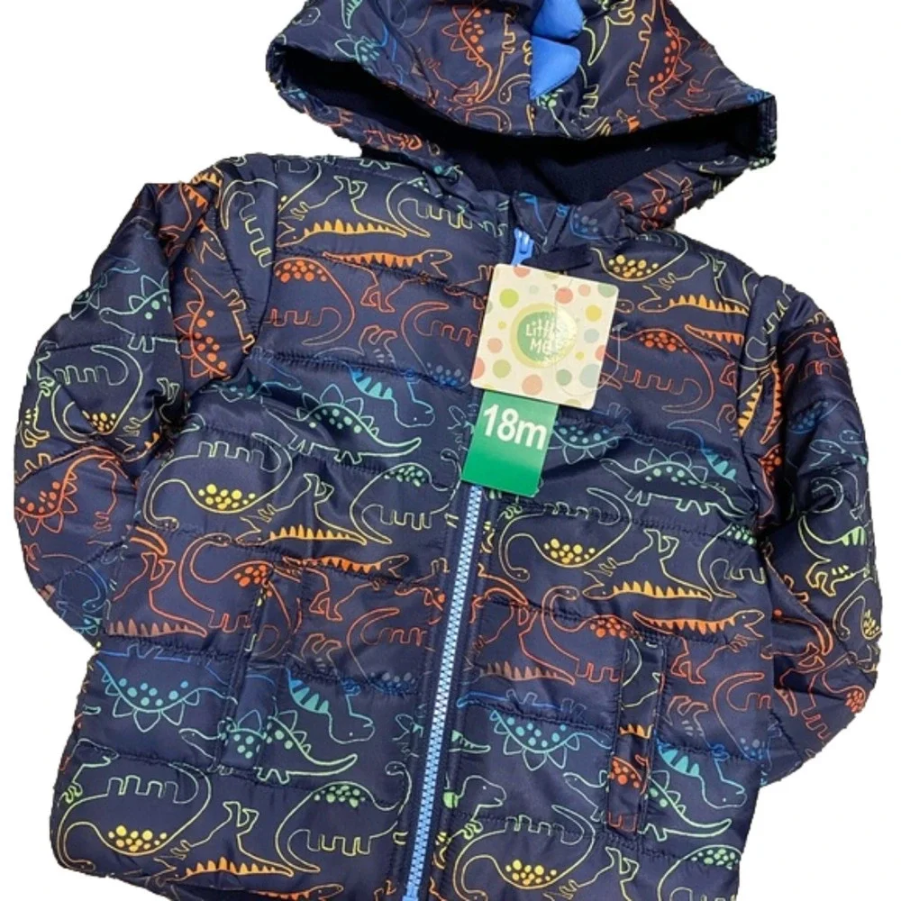 Little Me 3 Piece Dinosaur Dino Jacket Coat Outfit Set Navy 18 Months New! - Picture 2 of 5